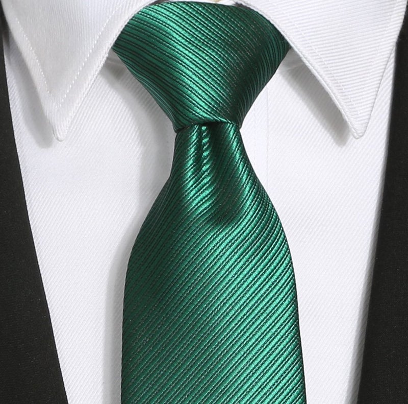KissTies Mens 63'' XL Extra Long Tie Forest Green Striped Necktie + Gift Box - Image 4